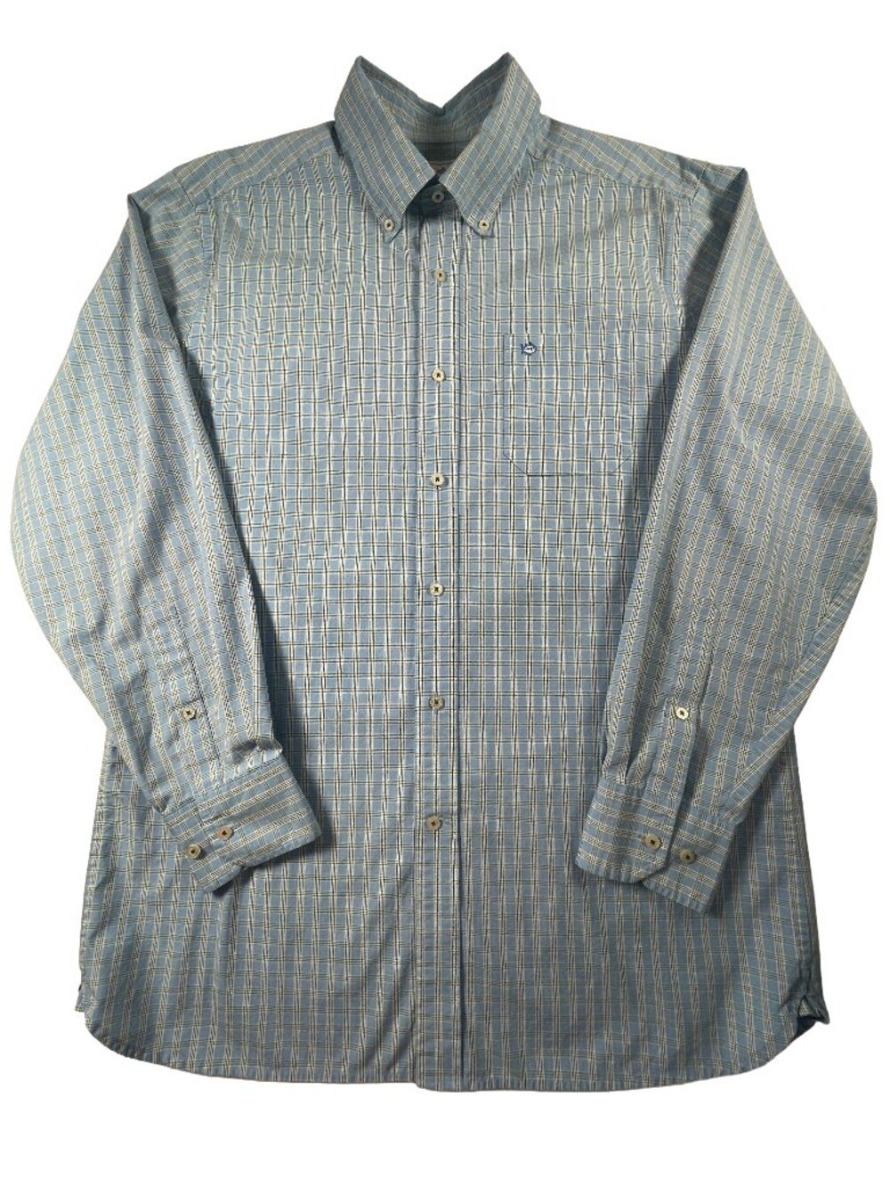 Southern Tide Blue Plaid Button Shirt Classic Fit Long Sleeve Men's M